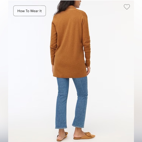 J. Crew Factory NWOT Sweater Blazer Tan X-Small Pockets Long Line Open Front - Picture 2 of 11